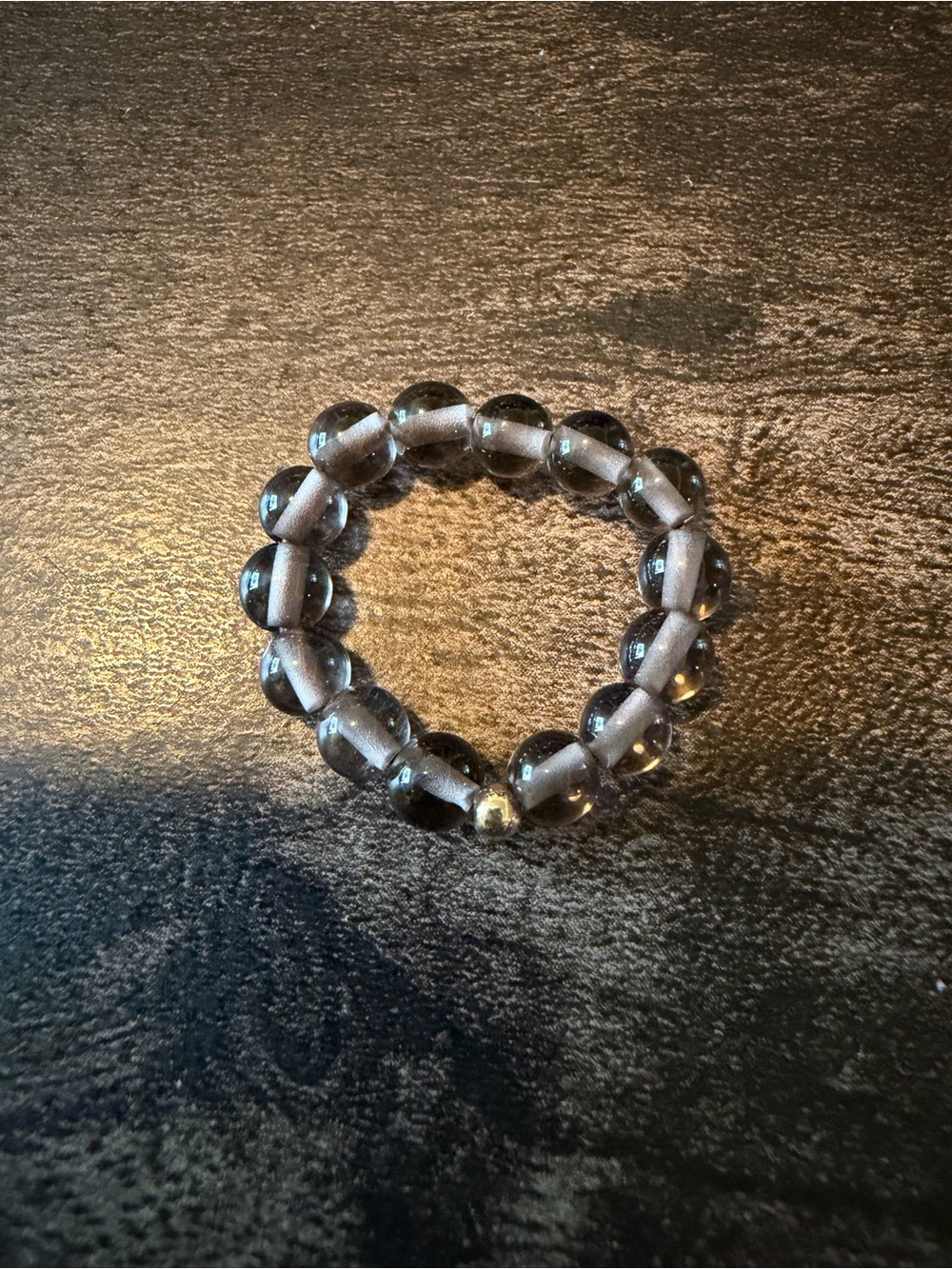 Smoky Quartz Stretchy Ring with Good Bead..